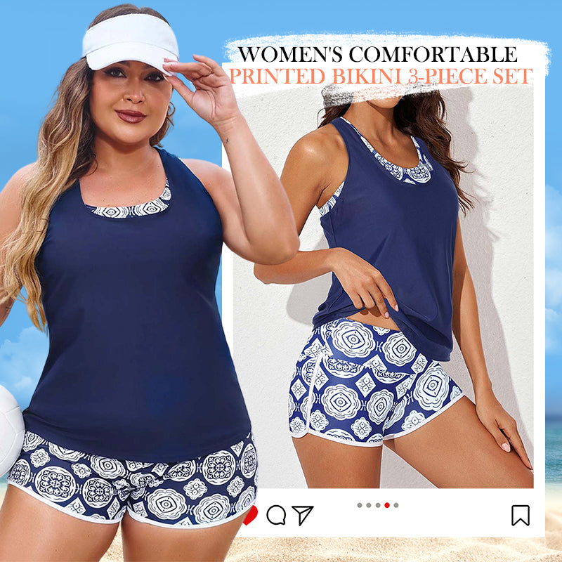 🏖️Summer Hot Sale 50% OFF💝✨Women's Comfortable Printed Bikini 3-Piece Set