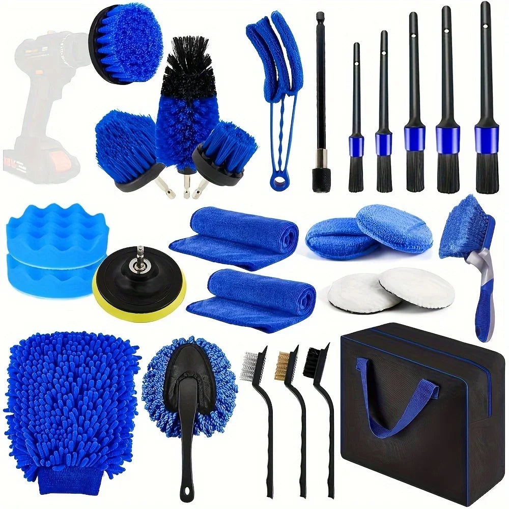 27PCS Car Cleaning Kit for Interior and Exterior Detailing, Professional Detailing Brush Set with Complete Cleaning Tools for Car Care