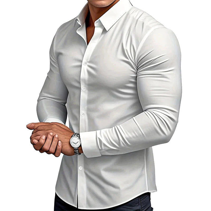 🔥Black-Friday-Mega-Angebot – 50 % Rabatt!🔥Men's Solid Color Lapel Long Sleeve Button-Down Shirts