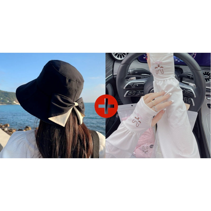 ๐ 50% OFF NOW ! ๐ Women's Bowknot Wide Brim Sun Protective Hat โ Oversized wide brim blocks UV rays, delicate bow decor, lightweight breathable fabric, ideal for beach, travel & outdoor walkingโจ
