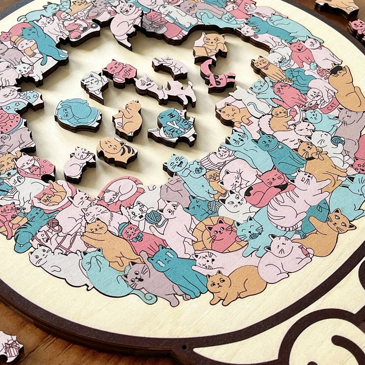 🎅Christmas Sale 49% OFF🐱135-PCS Morandi-Colored Cat Shaped Wooden Jigsaw Puzzle🎁
