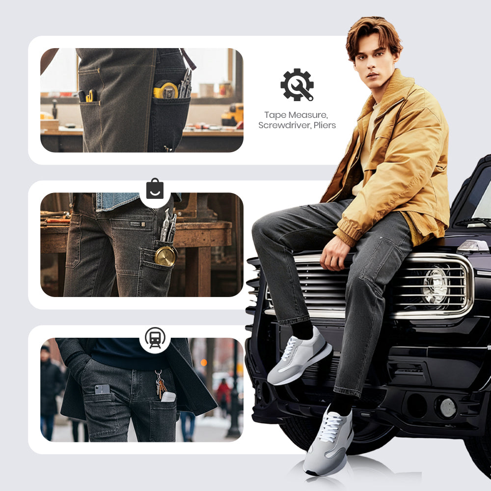 🔥50% OFF👖Men’s Slim Fit 6-Pocket Jeans+Belt