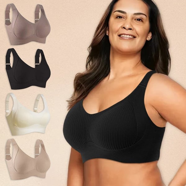 🎁Last Day Buy 1 Get 3 Packs💕Women's Ribbed Push Up Adjustable Wireless Bra