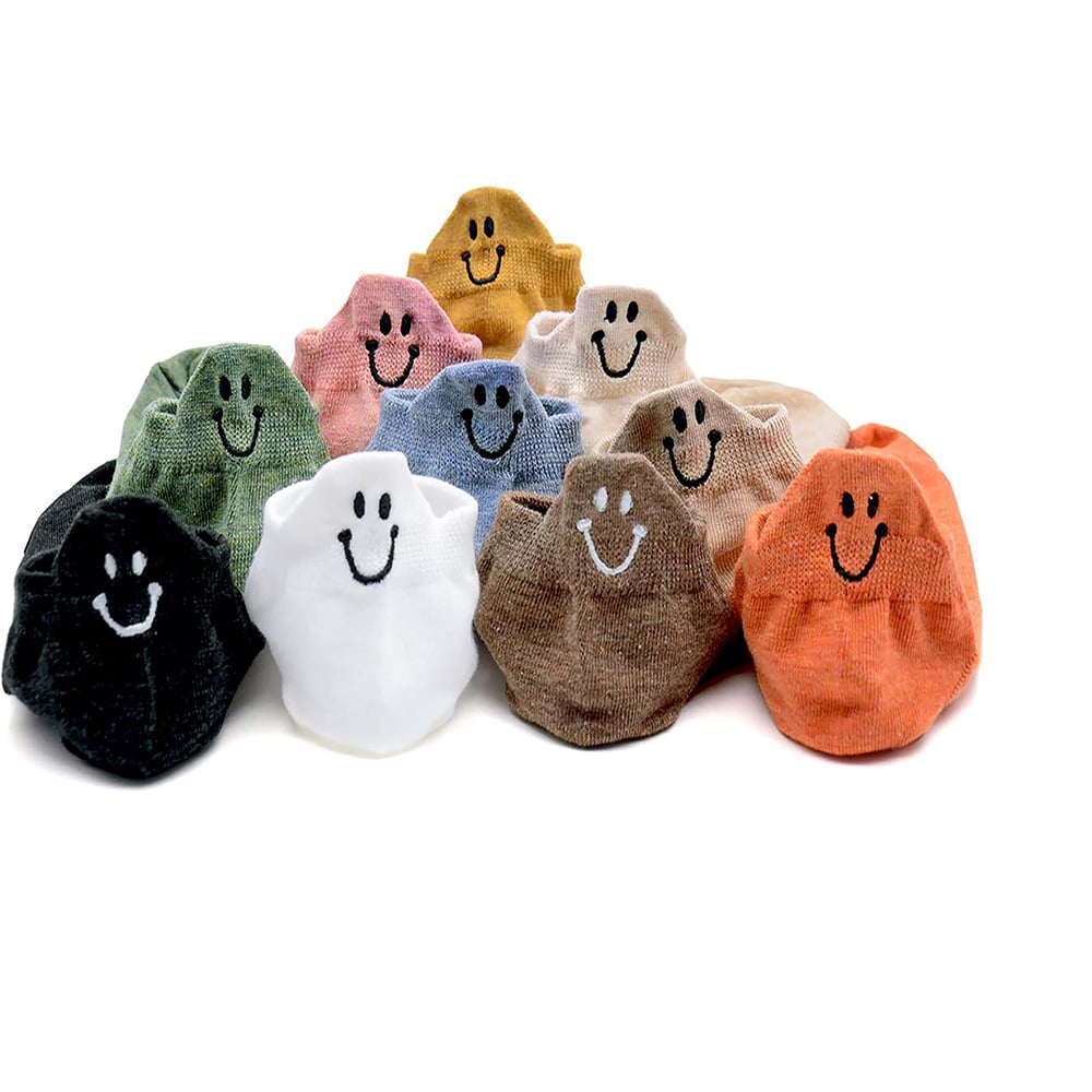 🔥 LAST DAY PROMOTION: ONLY £9.99!!⏰🔥10 Pairs Four Seasons Cartoon Embroidered Smiling Face Socks