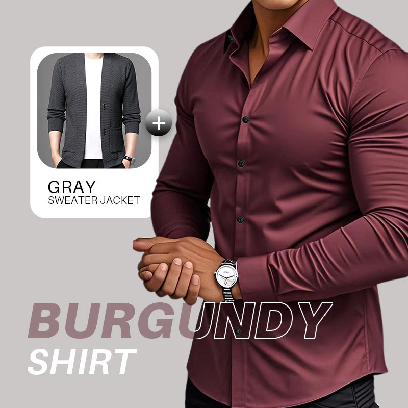 🔥Black-Friday-Mega-Angebot – 50 % Rabatt!🔥Men's Solid Color Lapel Long Sleeve Button-Down Shirts