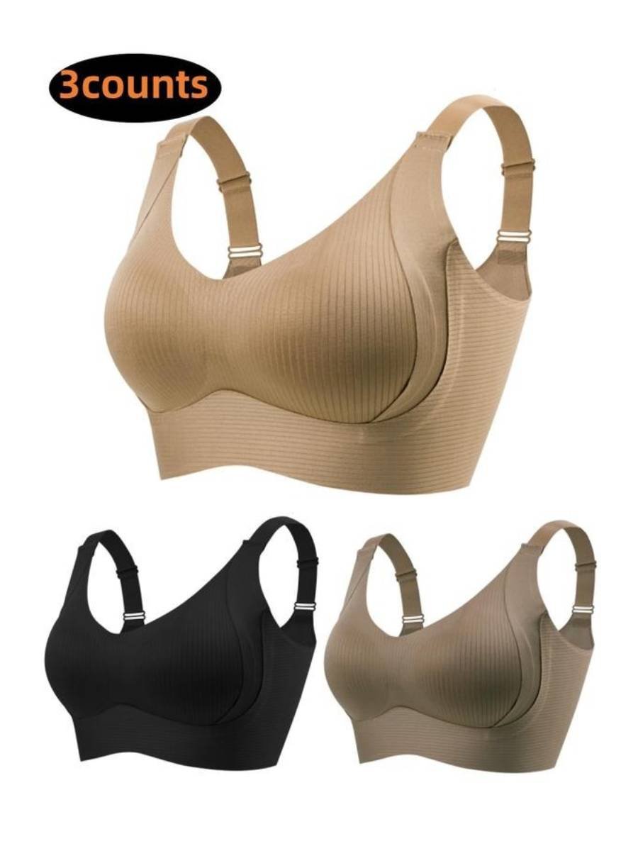 🎁Last Day Buy 1 Get 3 Packs💕Women's Ribbed Push Up Adjustable Wireless Bra