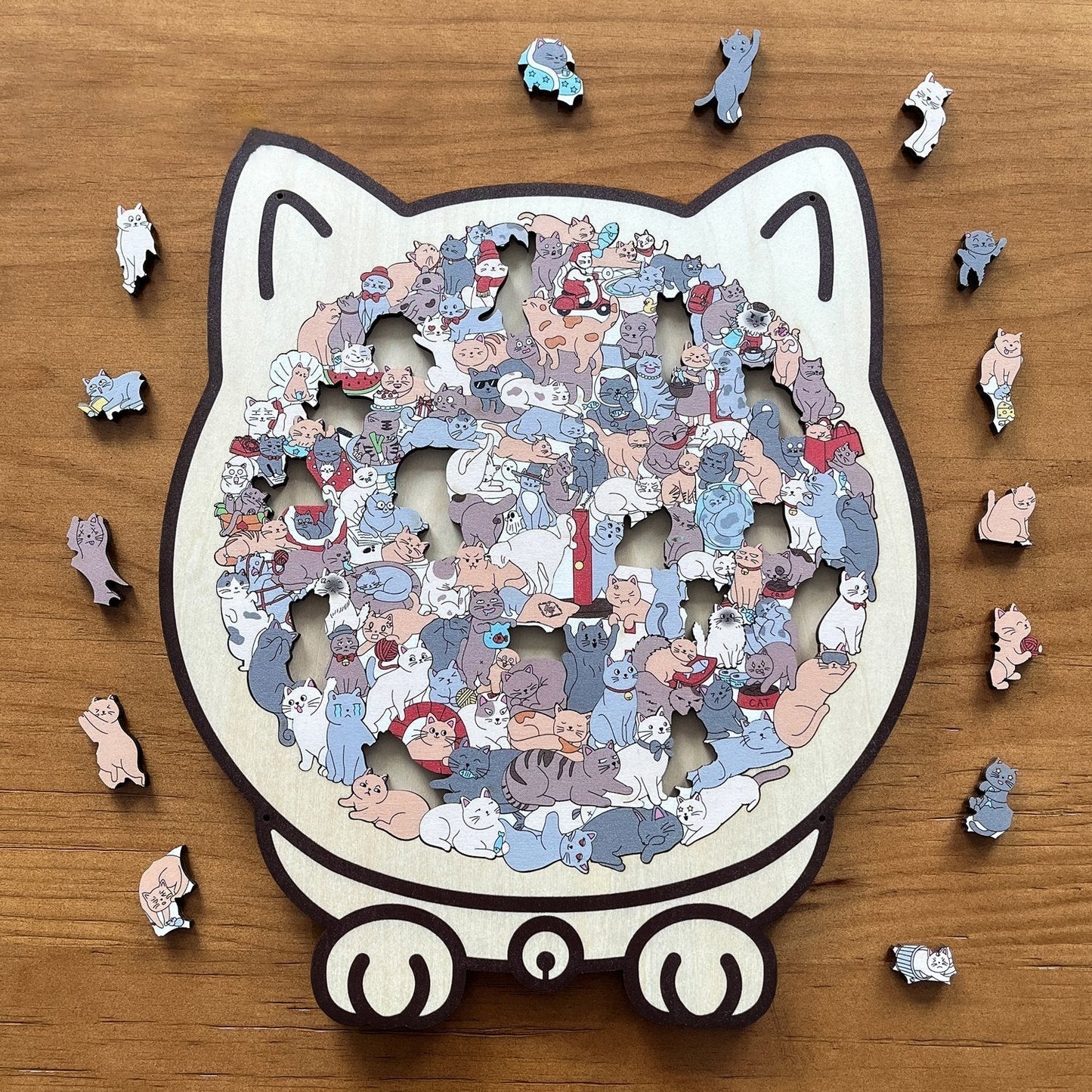 🎅Christmas Sale 49% OFF🐱135-PCS Morandi-Colored Cat Shaped Wooden Jigsaw Puzzle🎁