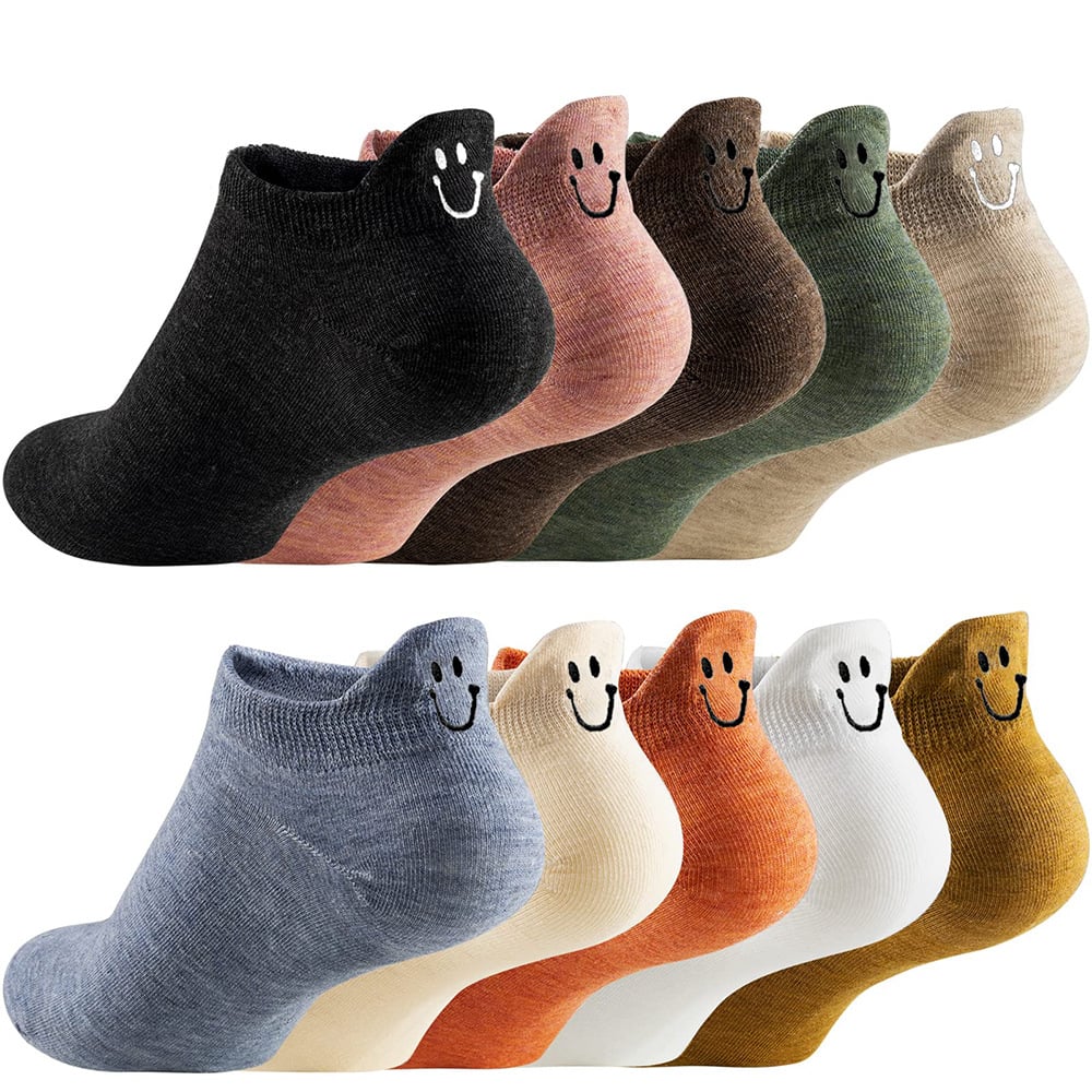 🔥 LAST DAY PROMOTION: ONLY £9.99!!⏰🔥10 Pairs Four Seasons Cartoon Embroidered Smiling Face Socks