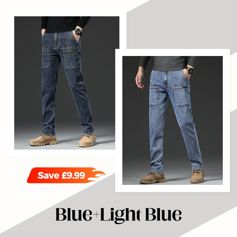 🔥50% OFF👖Men’s Slim Fit 6-Pocket Jeans+Belt