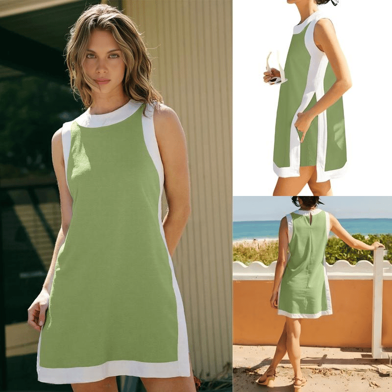 ⏰Hot Sale 55% OFF🔥Women's Casual Color Block Sleeveless Tops Matching Shorts with Pockets