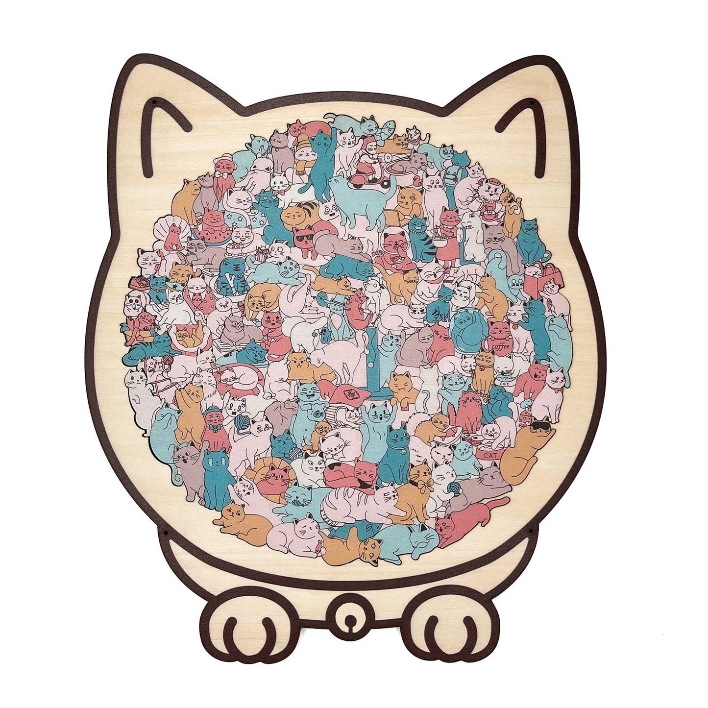 🎅Christmas Sale 49% OFF🐱135-PCS Morandi-Colored Cat Shaped Wooden Jigsaw Puzzle🎁