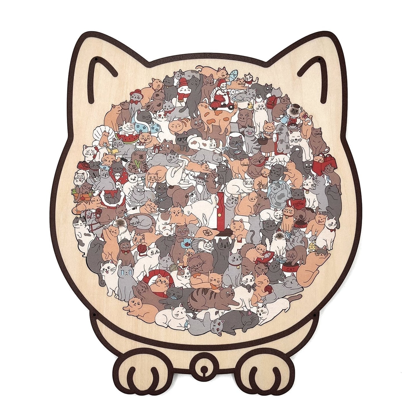 🎅Christmas Sale 49% OFF🐱135-PCS Morandi-Colored Cat Shaped Wooden Jigsaw Puzzle🎁