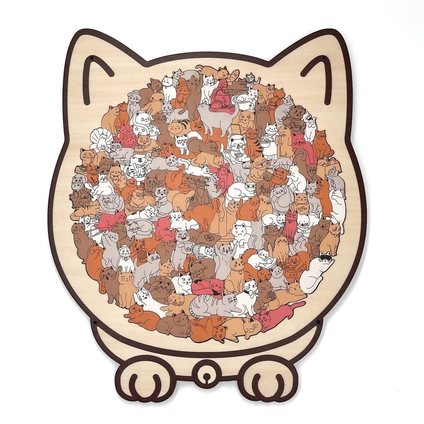 🎅Christmas Sale 49% OFF🐱135-PCS Morandi-Colored Cat Shaped Wooden Jigsaw Puzzle🎁