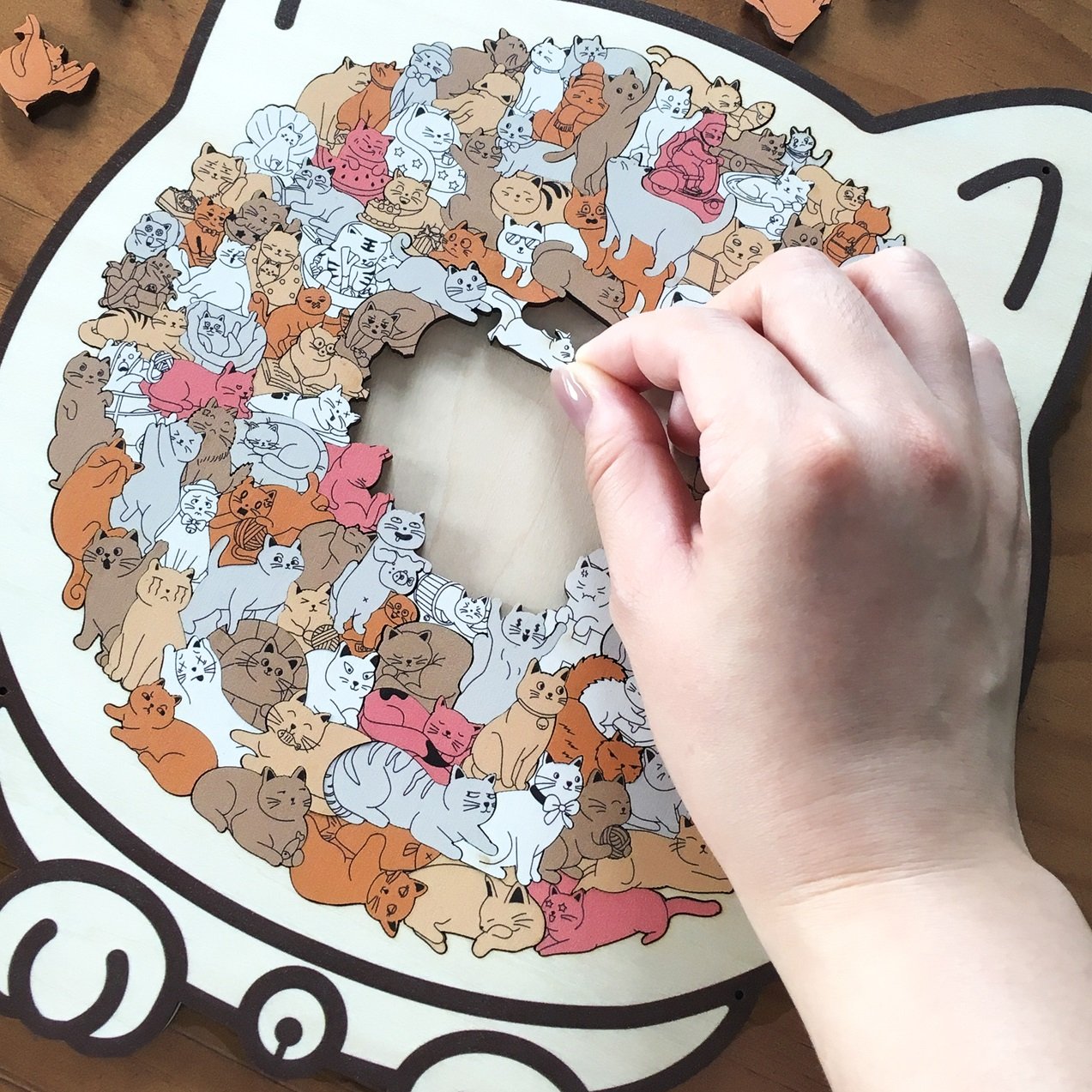 🎅Christmas Sale 49% OFF🐱135-PCS Morandi-Colored Cat Shaped Wooden Jigsaw Puzzle🎁