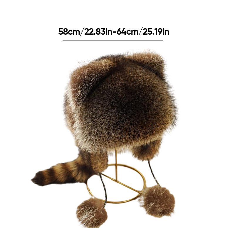šāØHot saleš„Cute Faux fur Raccoon Tail Parent-Child Plush Hat