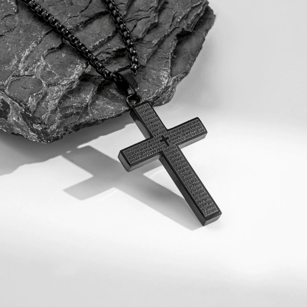 💜BUY 1 GET 1 FREE💜✝️Lord's Prayer Scibble Cross Necklace