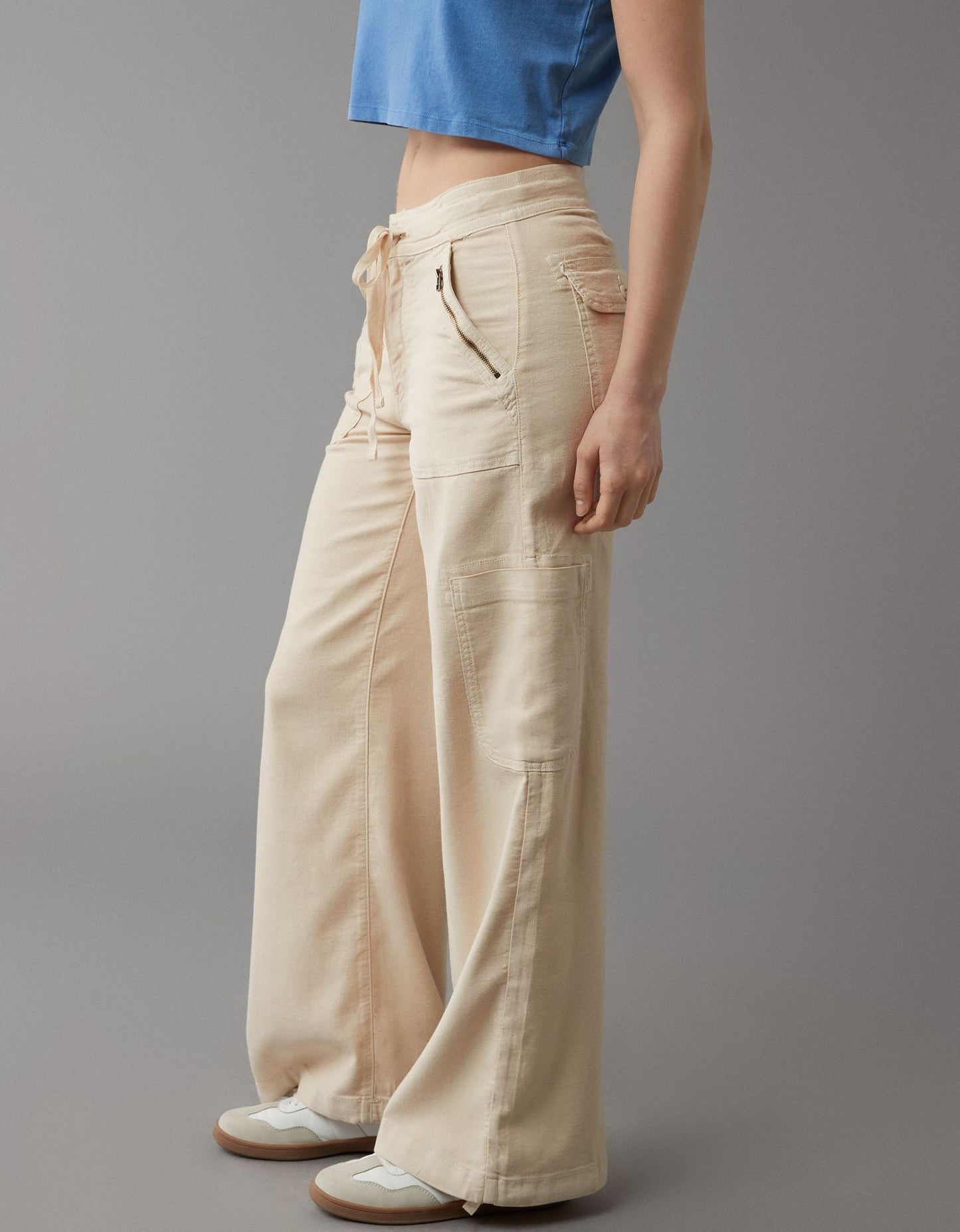 💝Linen-Blend Wide-Leg Cargo Pant