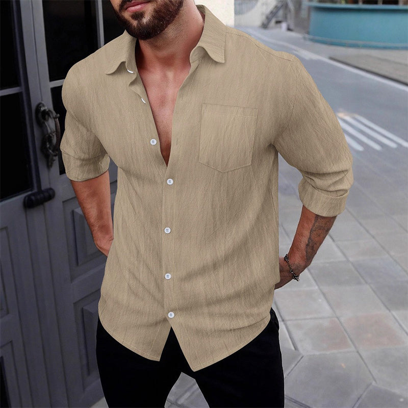 Men's Button Down Long Sleeve Linen Shirts (50% OFF)