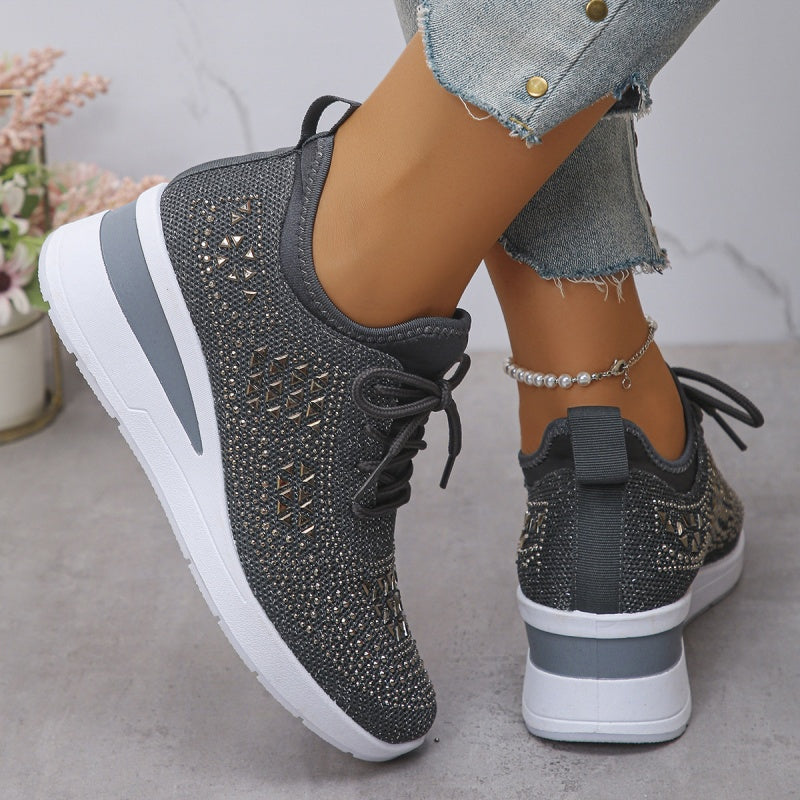 💎Gleaming 50% OFF💎Rhinestone-Embellished Breathable Mesh Sneakers - Step into Elegance! 👟