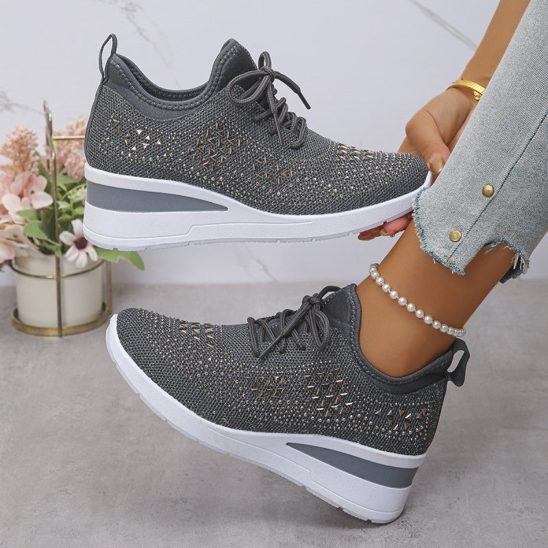 💎Gleaming 50% OFF💎Rhinestone-Embellished Breathable Mesh Sneakers - Step into Elegance! 👟