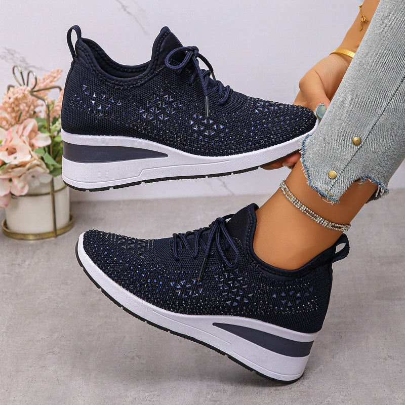 💎Gleaming 50% OFF💎Rhinestone-Embellished Breathable Mesh Sneakers - Step into Elegance! 👟