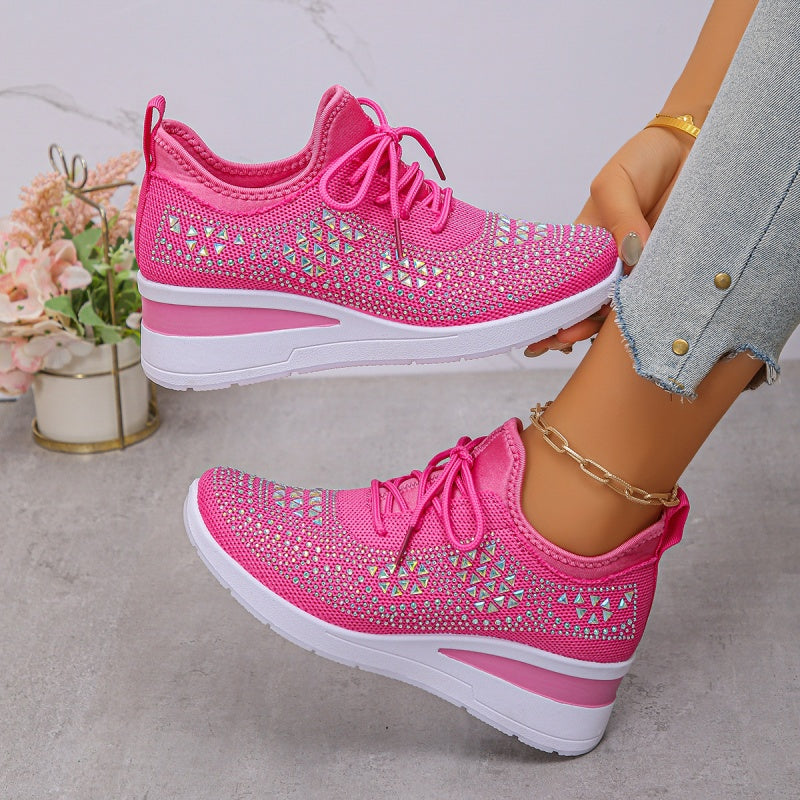 💎Gleaming 50% OFF💎Rhinestone-Embellished Breathable Mesh Sneakers - Step into Elegance! 👟