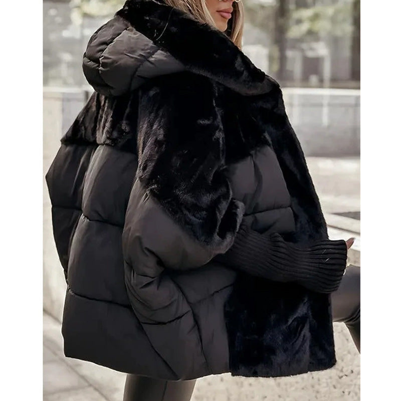 đHot Sale 50% OFFâłWomenâs Oversized Hooded Patchwork Puffer Coat