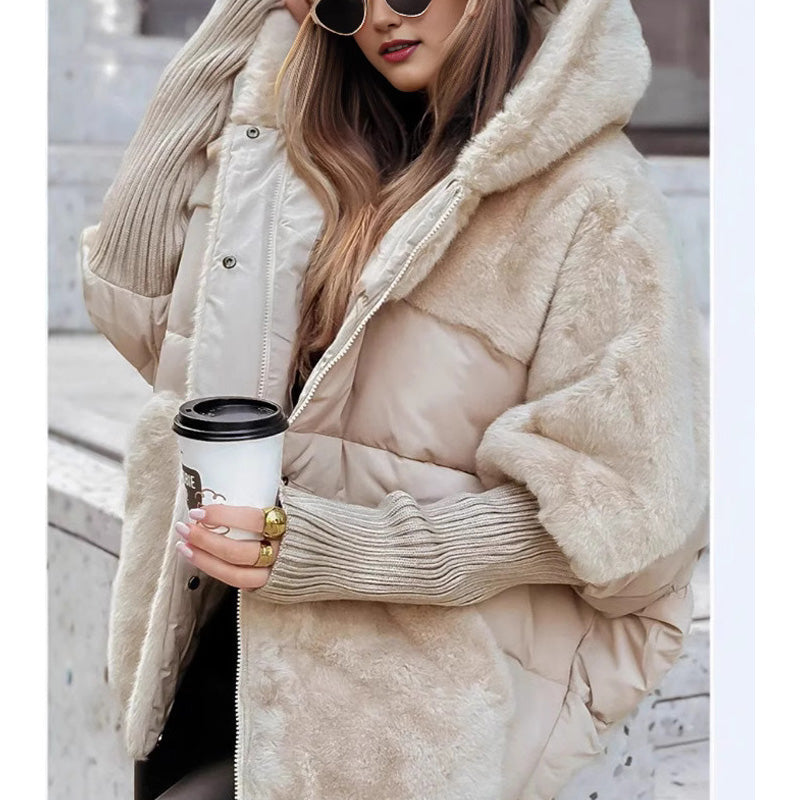 đHot Sale 50% OFFâłWomenâs Oversized Hooded Patchwork Puffer Coat