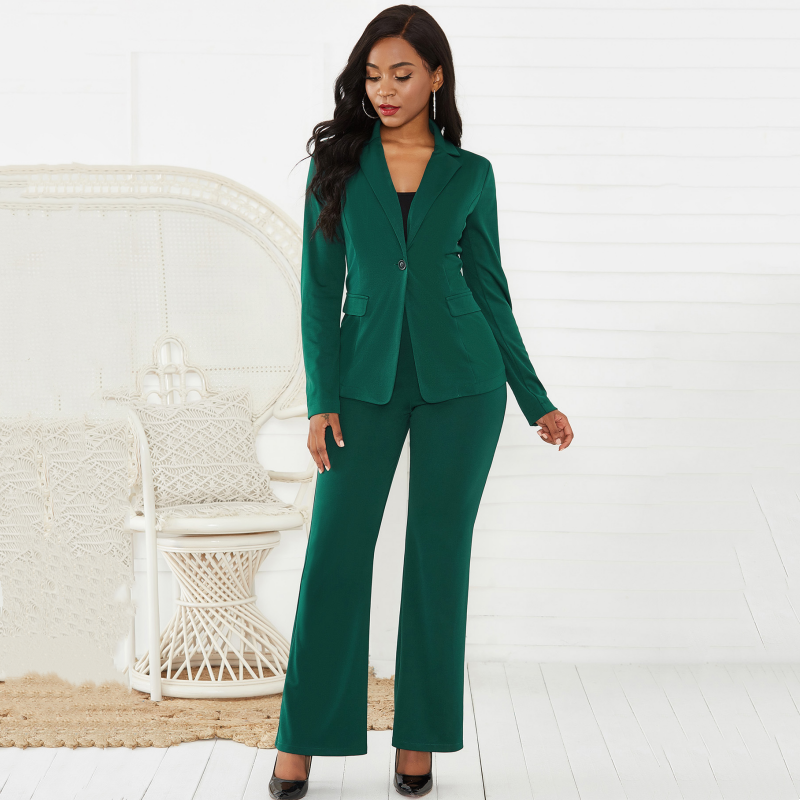 🔥Women's Business Solid Blazer & Pants 2-Piece Set
