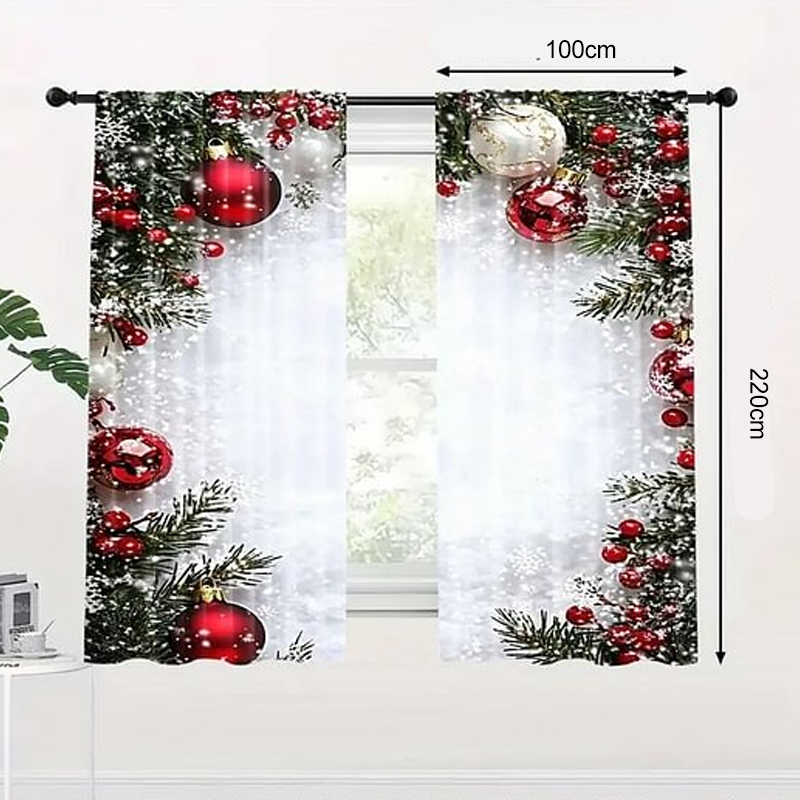 Christmas Window Curtains 2-Piece Set for Home Decor
