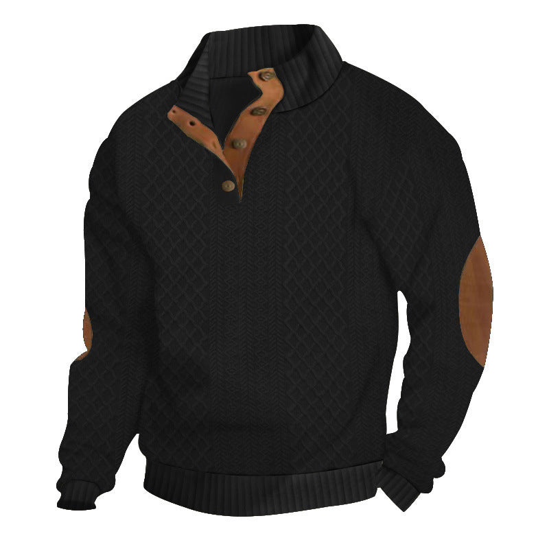 Men's Textured Jacquard Collared Sweatshirt