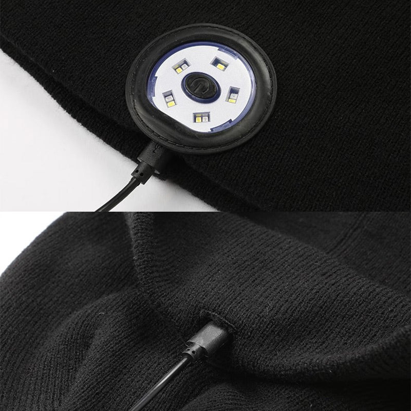 🧢 50% OFF NOW! 🔥Peel-Off LED Headlamp Bluetooth Headset Knit Cap