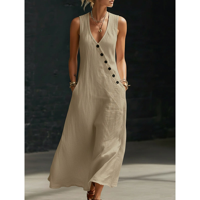 👗 50% OFF NOW! 🌼 2026 New Arrival –Women's Sleeveless V-Neck Maxi Dress with Pockets 🌸