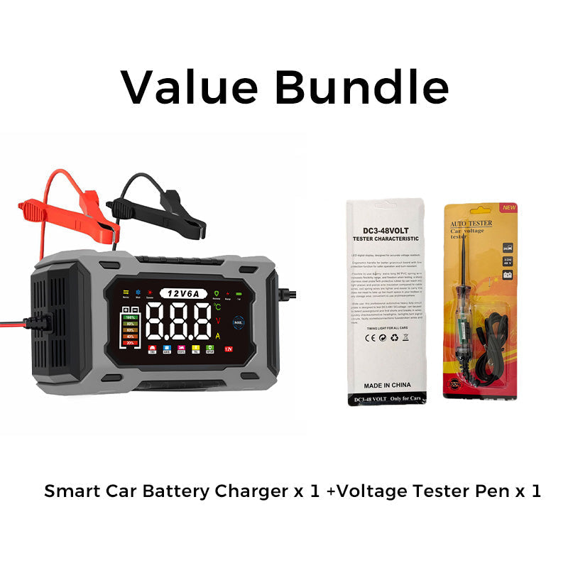 🔋 12V 6A Smart Car Battery Charger – Pulse Repair Technology, Auto Maintain & Desulfation 🚗⚡