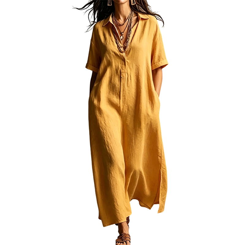 ๐ 50% OFF NOW! ๐ฅ Women's Elegant Cotton Linen Short Sleeve Lapel Dress โ Breathable, flowy & hidden pockets โ Perfect for summer, office or casual chic โ effortless style ๐ธ