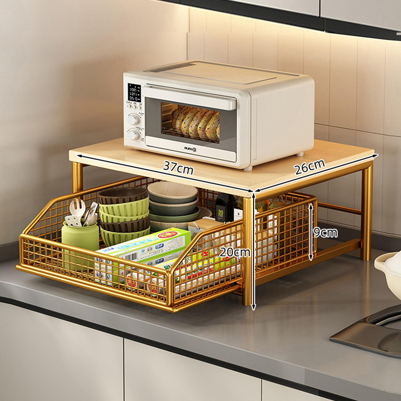 📦 50% Off! 2-Tier Kitchen Microwave Stand with Slide-Out Storage Drawer