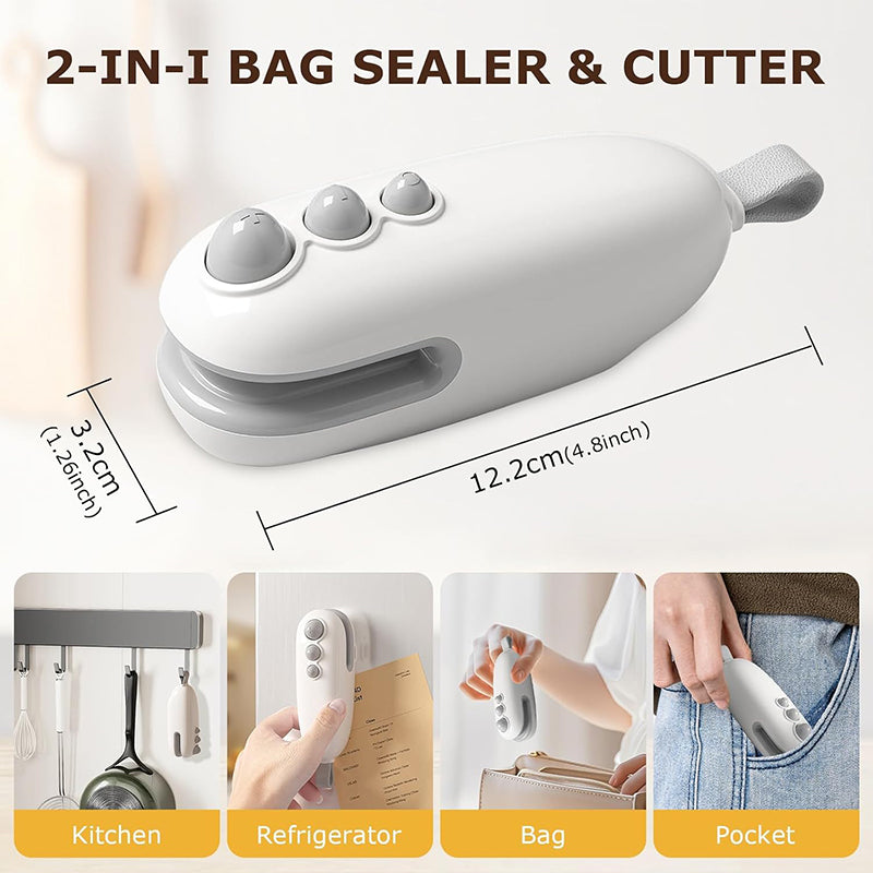 2-in-1 Rechargeable Mini Bag Sealer with Cutter & Magnet