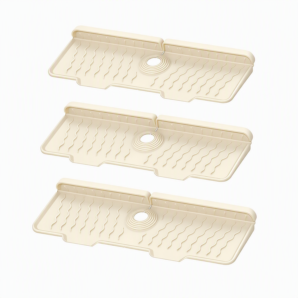 🧽 Silicone Faucet Splash Guard Mat — Drain Fast, Cuttable