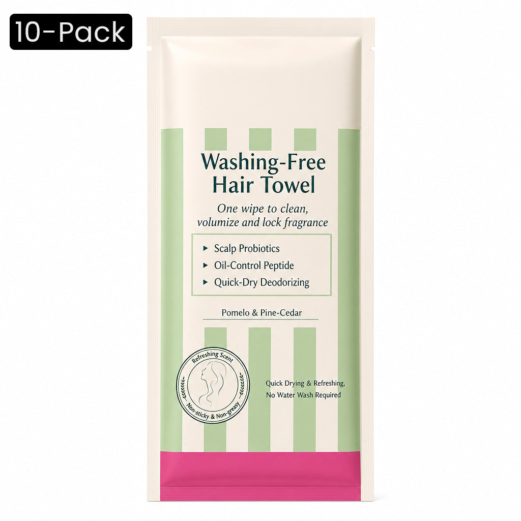 💇♀️50% OFF NOW! Rinse-Free Hair Cleansing Wipes – Waterless Oil Control Hair Root Refreshing Wipes, Portable Single Sachet Hair Towel for Greasy Flat Hair