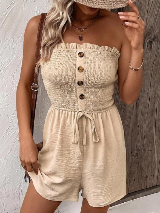 ✨ Bandeau pleated wide-leg jumpsuit | French lazy style