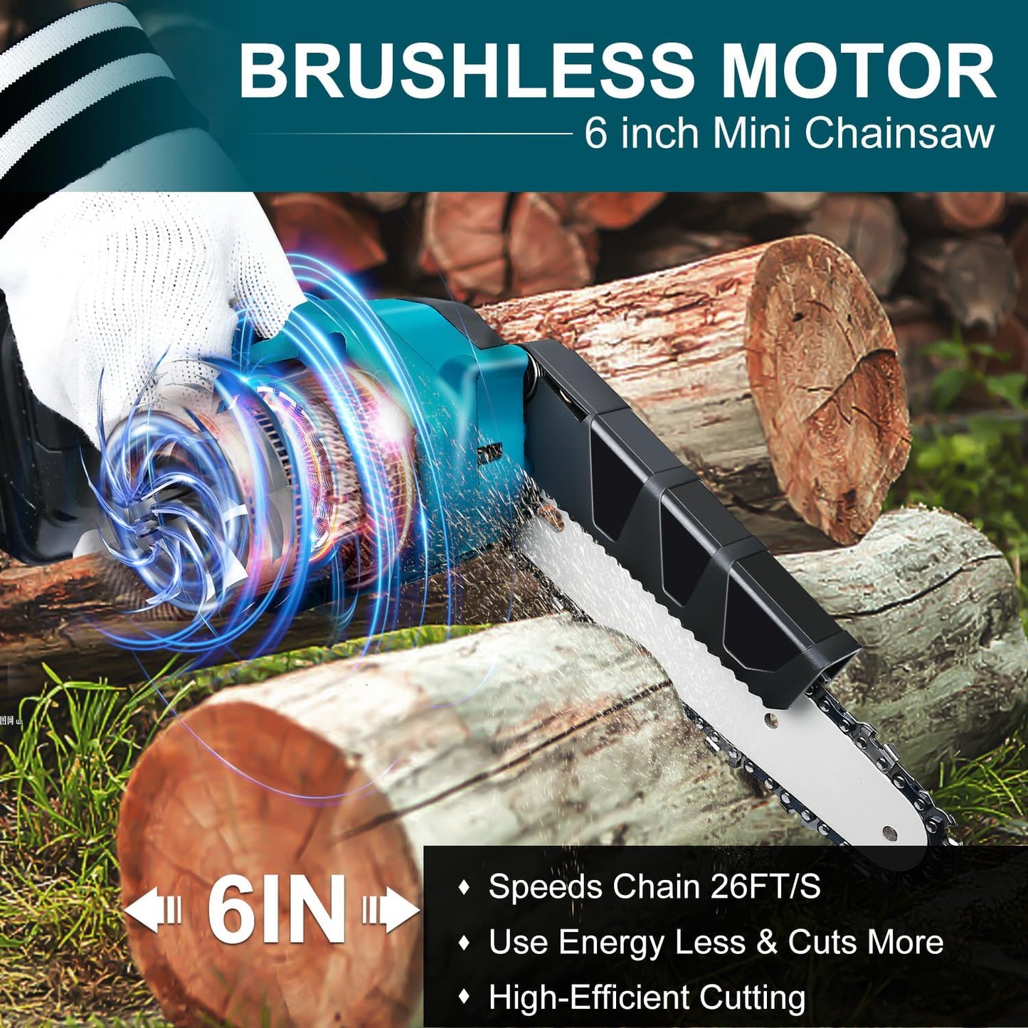 ⚡50% OFF NOW ! 🌳6-inch Cordless Mini Chainsaw with 2 Batteries🌲