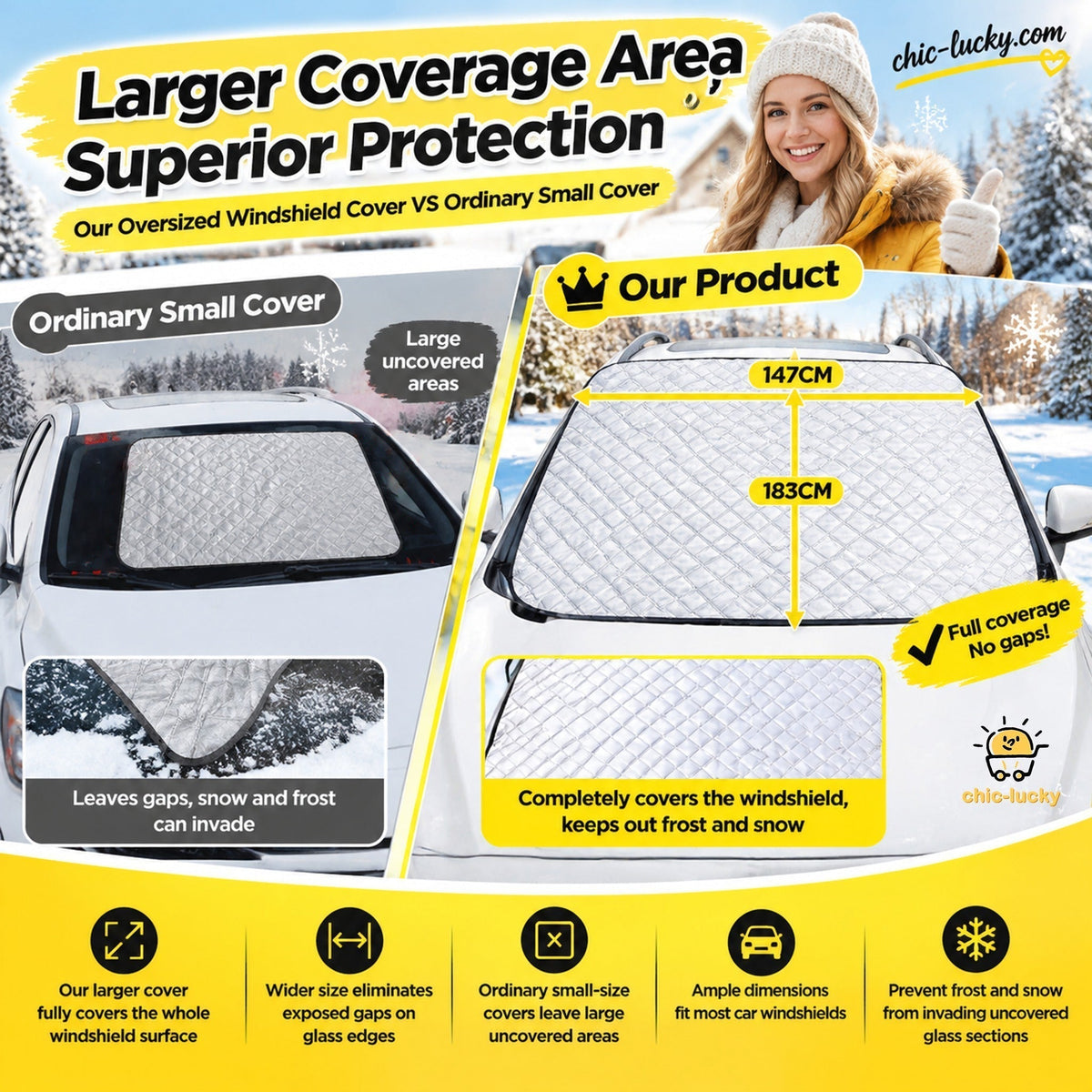 🚗 50% OFF NOW! ✨ Front Windshield Cover – All-Season Protection, Frost Protection & Premium Quality – Perfect for Cars, Vans, and SUVs ❄️☀️