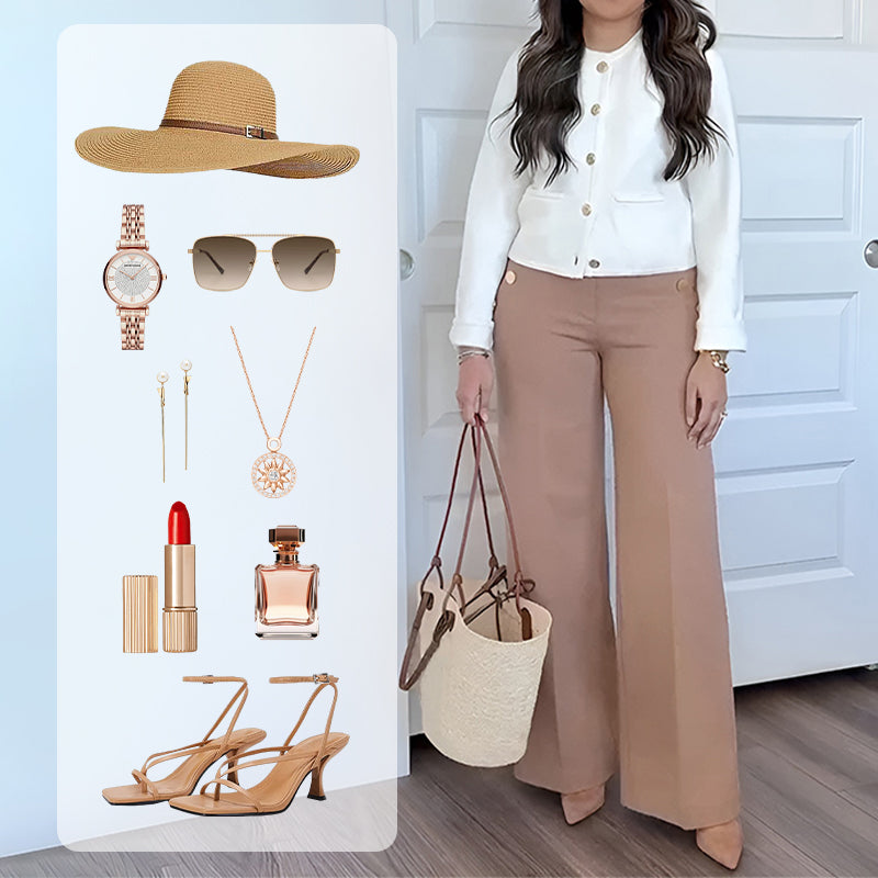 🌸High Stretch Tummy Control Button Wide Leg Pants