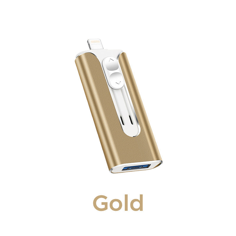 4-in-1 MFi Certified USB Flash Drive with Type-C Adapter for iPhone/Android/PC