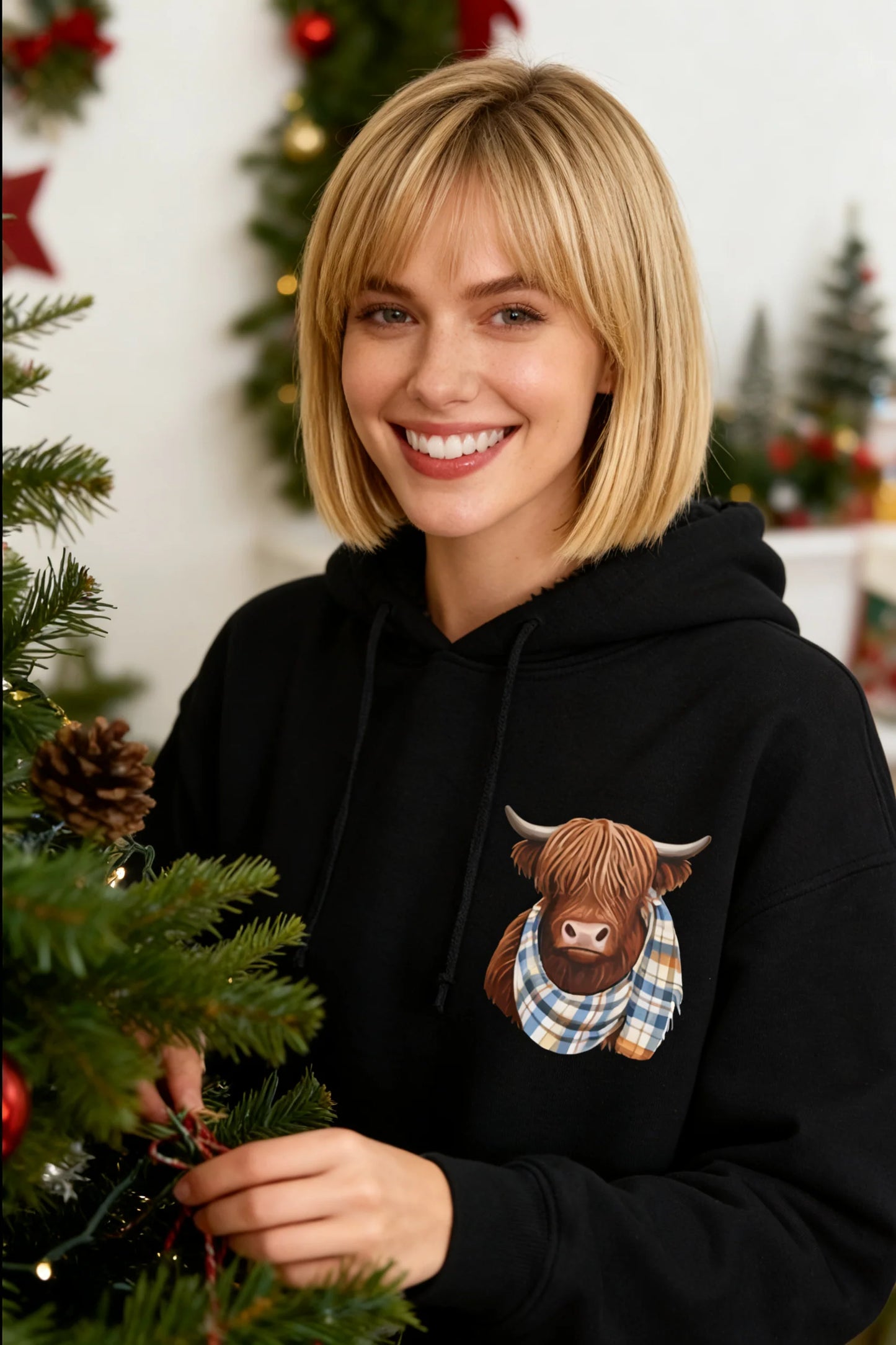 💖NEW YEAR SALE 50% OFF!!🎁Cute Highland Cow Cozy Fleece-Lined Hooded Sweatshirt🦬