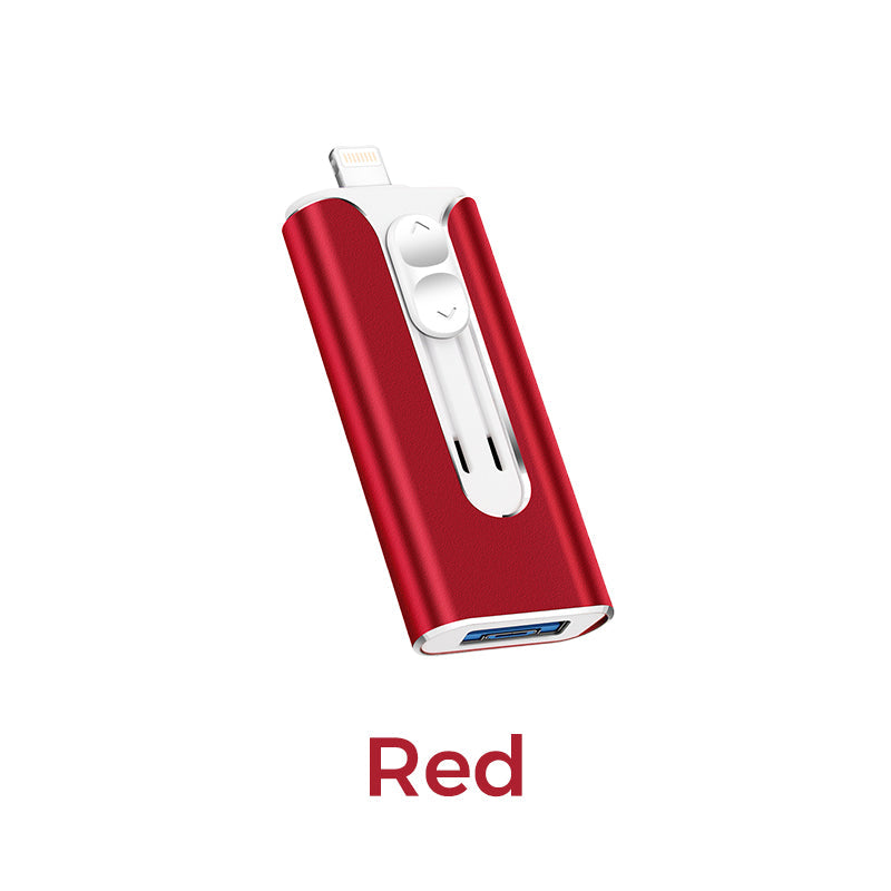 4-in-1 MFi Certified USB Flash Drive with Type-C Adapter for iPhone/Android/PC