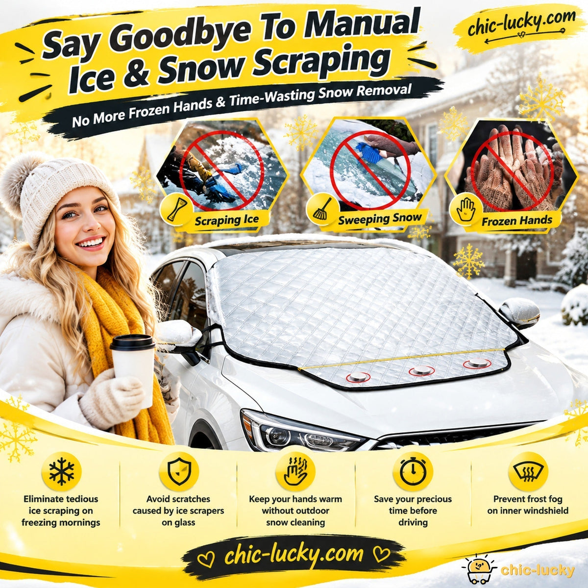 🚗 50% OFF NOW! ✨ Front Windshield Cover – All-Season Protection, Frost Protection & Premium Quality – Perfect for Cars, Vans, and SUVs ❄️☀️
