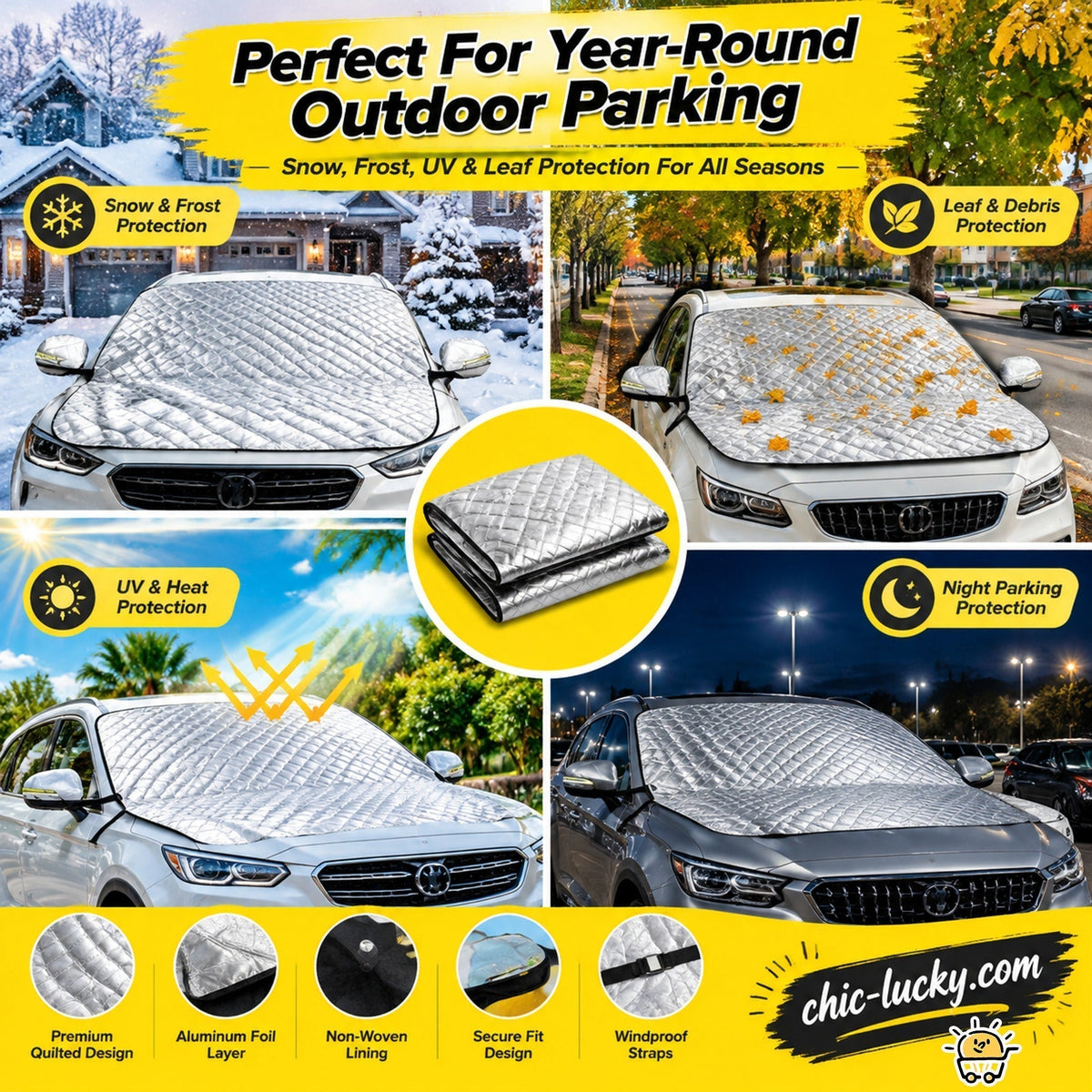 🚗 50% OFF NOW! ✨ Front Windshield Cover – All-Season Protection, Frost Protection & Premium Quality – Perfect for Cars, Vans, and SUVs ❄️☀️
