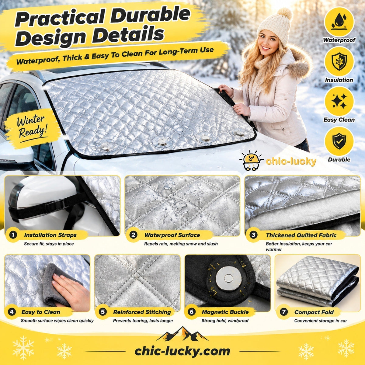 🚗 50% OFF NOW! ✨ Front Windshield Cover – All-Season Protection, Frost Protection & Premium Quality – Perfect for Cars, Vans, and SUVs ❄️☀️