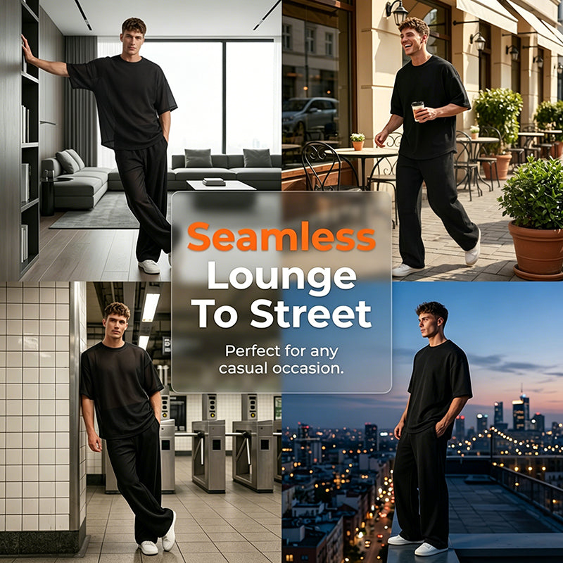 🥳SUMMER HOT SALE💥50% OFF! 🔥Men's T-Shirt & Wide-Leg Pants 2-Piece Set